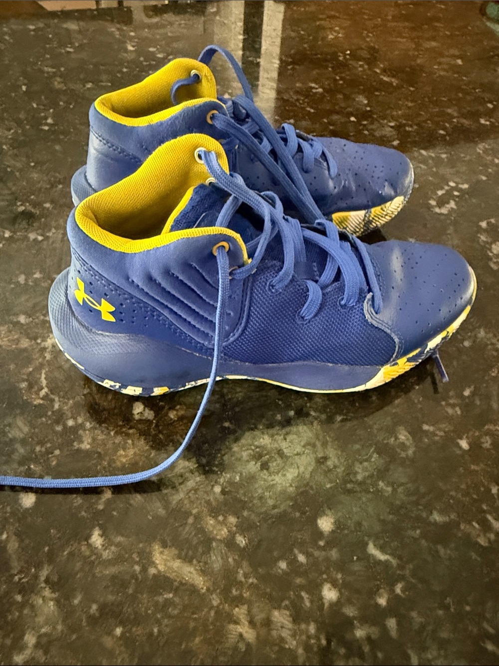 Under Armour Kids Blue and Yellow High-Top Sneakers
